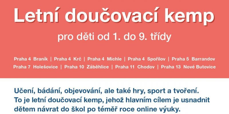 Letní doučovací kempy zdarma